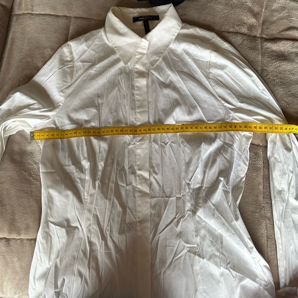 BCBGMaxAzria White Button Down Shirt with Ruffle Cuffs - Picture 5 of 9